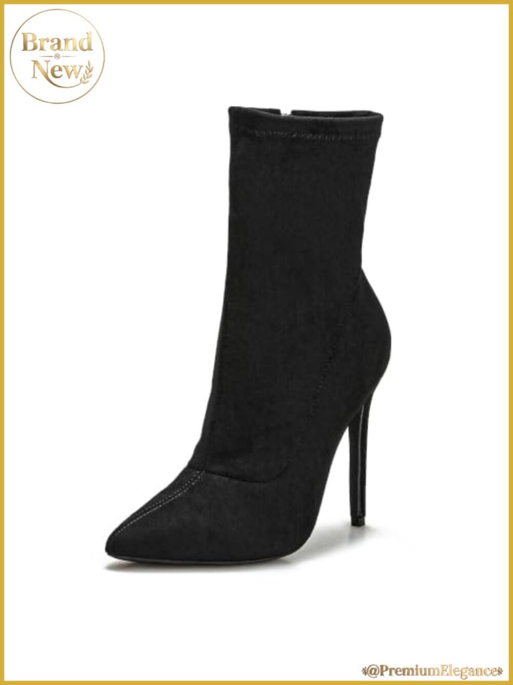 Pointed Toe Stiletto Heel Ankle Boots Side Zipper Booties
